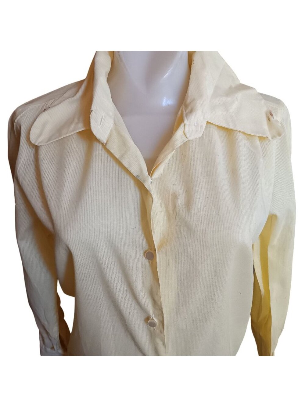 True Vintage Blouse Small 32 Japan Button-Up Long Sleeve Mod Puppy Collar 1970's